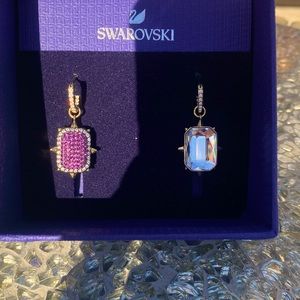 Swarovski purple, clear Chrystal earrings.